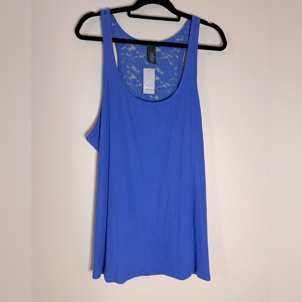 NWT Lane Bryant tank top with lace back blue size 26 / 28